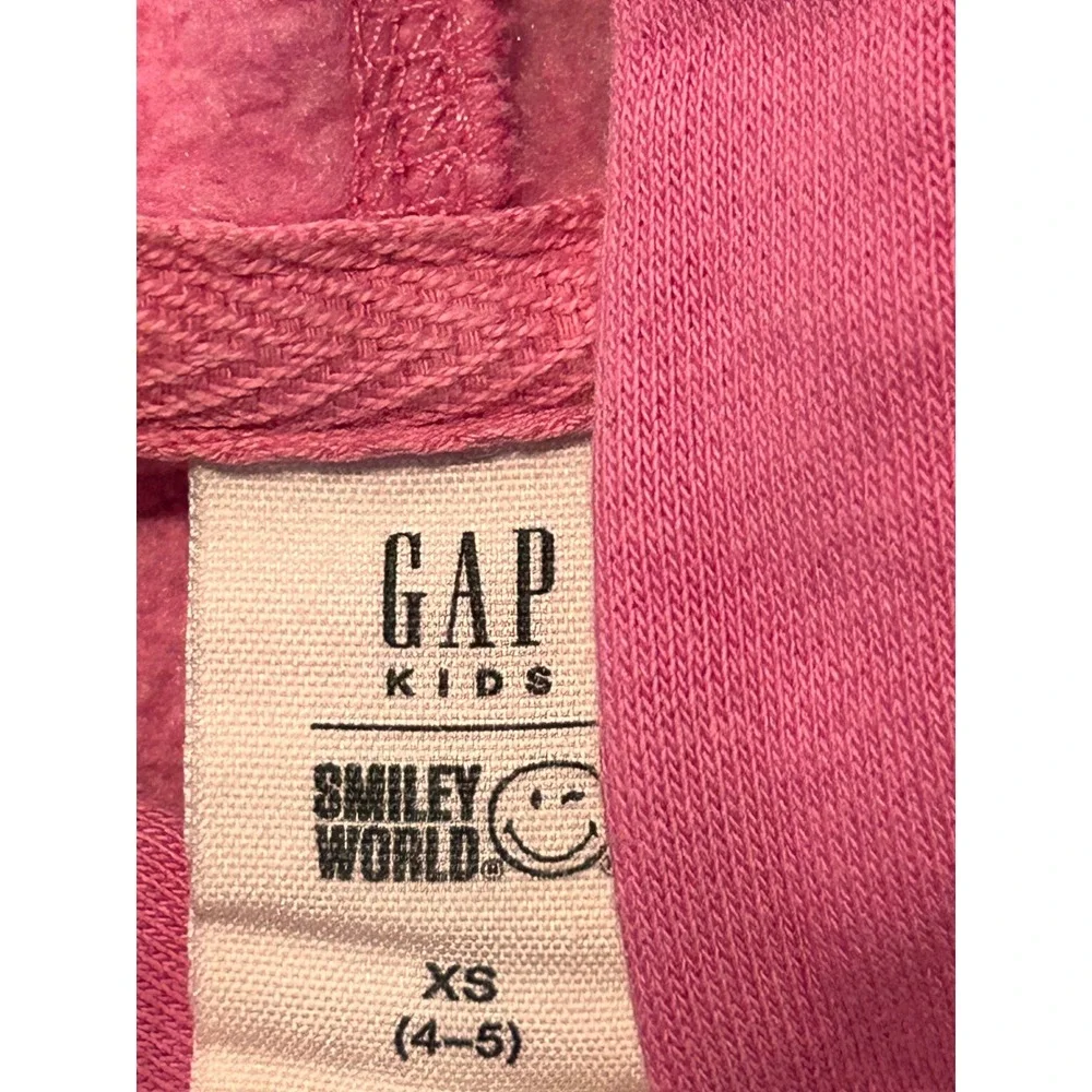 Cc5‎ GAP Kids Smiley World Pink Hoodie Sweatshirt XS (4-5) Girls